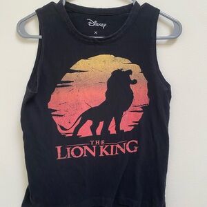 Disney Black Tank Top with Lion King Sunset Graphic, 💯 Cotton, XS